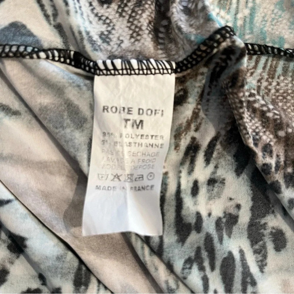 Caio Bella St Tropez Classic Aqua Brown Animal Print Wrap Dress Made in France M - Picture 6 of 7